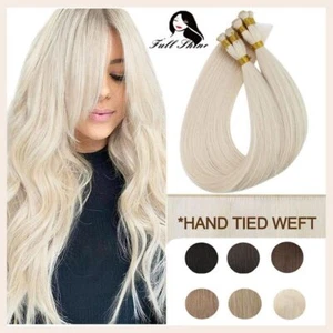 Hair Bundle 10A Hand Tied Weft Human Hair Weft Handmade Silky Straight Brazilian - Imagen 1 de 19