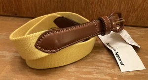 NEW American Apparel Solid Web Belt Leather Buckle SZ MED Yellow/Brown NWT - Picture 1 of 3