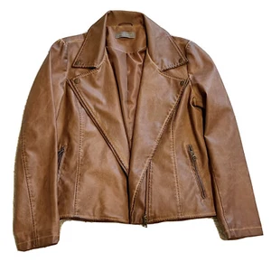 NEU Bagatelle weiche Kunstleder Motorradjacke leicht hellbraun braun Large - Bild 1 von 10