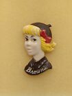 Vintage 1950's Celluloid Girls Scouts Brownie face pin elf 