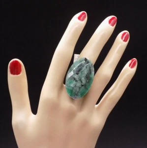 Colleen Lopez Ring Rough Emerald Triplet 925 Sterling Silver Size 6.5 HSN $489 - Picture 1 of 9