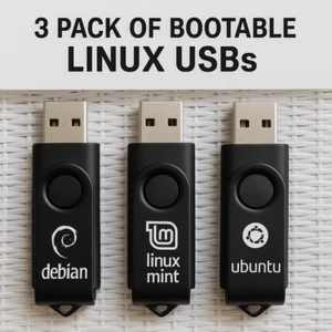 3-Pack Bootable USBs – Debian, Linux Mint, Ubuntu | Custom Printed - Picture 1 of 4