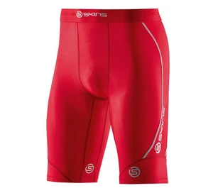 GREAT SAVINGS || SKINS DNAMIC MENS COMPRESSION HALF TIGHTS - RED - Picture 1 of 2