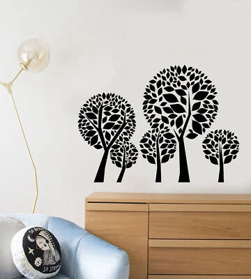 Vinyl Wall Decal Cartoon Forest Trees Leaves Nursery Stickers (2635ig) - Image 1 of 3