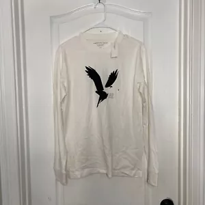 Camiseta de manga larga American Eagle para hombre súper suave ajuste estándar pequeña blanca nueva con etiquetas - Imagen 1 de 8