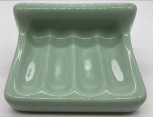 Vintage Soap Dish Holder Ceramic Tile-In Wall Mount Jadeite Green Seafoam - Picture 1 of 16