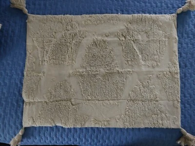 Almohada estándar de chenilla bronceada acolchada con borlas nueva sin etiquetas Foto 1 de 4