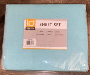 iD intelligent design microfiber sheet set queen Aqua New In Package - Picture 1 of 4