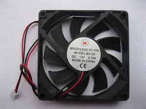 6 Stück bürstenlos DC Kühlgebläse 9 Klinge 12V 8015S 80x80x15mm 2-Draht Hülsenlager - Bild 1 von 5