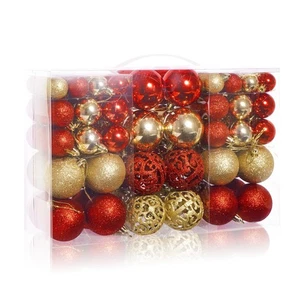 100PCS Christmas Balls Ornaments, Red+Gold Shatterproof Hanging Xmas Tree Dec... - Picture 1 of 5