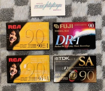 Lote de 4 NUEVAS cintas de casete de audio de 90 minutos - RCA, Fuji DR-I sesgo normal, TDK alto Foto 1 de 4