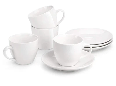 Tazas de capuchino de porcelana de 7 onzas con platillos - Juego de 4 perfectas para... Foto 1 de 4