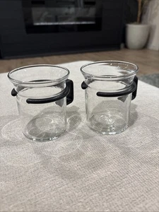 2 Bodum Glass Espresso Coffee Tea Cups Bistro Mugs Black Handle Captain Picard - Picture 1 of 3