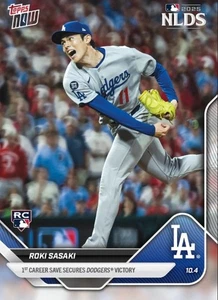 2025 TOPPS NOW NLDS ROOKIE CARD LA DODGERS ROKI SASAKI #823 1st CAREER SAVE - Bild 1 von 1