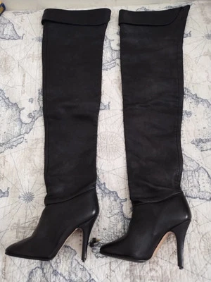 Wild Pair boots Vintage 80’s / 90s Black Leather Over The Knee Thigh High Boots - Image 1 of 4