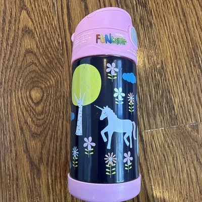 Termo 12oz Unicornios Púrpura/Verde Tapa FUNtainer Botella de Agua con Pajita Foto 1 de 4