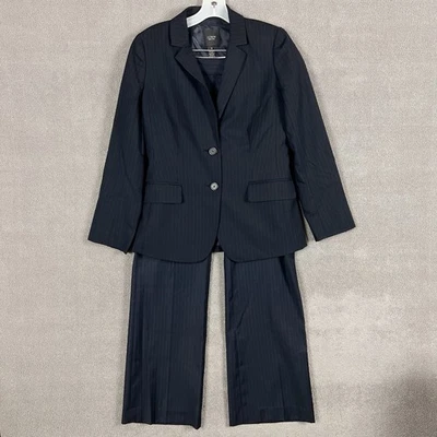 J Crew Women’s 2 Piece Suit Size 6 City Fit Navy Striped Pant 32x32 - Image 1 of 4