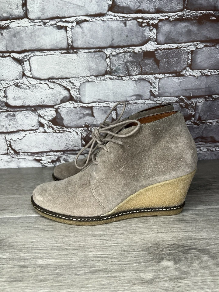 Donald Pliner Harmony Gris Gamuza Con Cordones Goma Cuñas Botines Mujer Talla 8M Foto 1 de 4