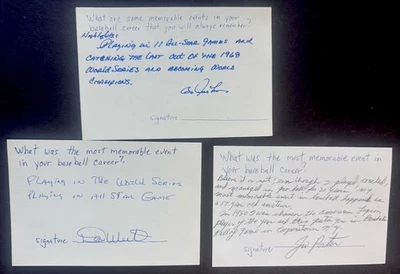 Lot of 3 Detroit Tigers Bill Freehan Don Wert Signed Index Cards Inscriptions - Image 1 of 3