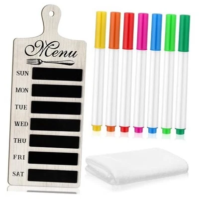  Weekly Menu Board Kitchen 16.5 x 6.3 Inches Wood Menu Planner Board with 7  - Image 1 of 4