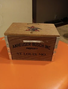 Vintage Miniature 6" Wood Anheuser-Busch Budweiser Beer Crate Small Wooden Box - Picture 1 of 8