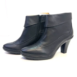 Sofft Damen 9 M schwarz Leder Stiefeletten seitlicher Reißverschluss 3" Blockabsatz Stiefel NEU - Bild 1 von 15
