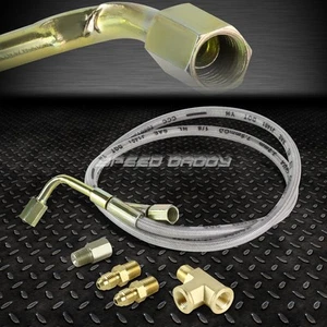 BRAIDED STAINLESS STEEL T3/T4 TURBO CHARGER 36"OIL FEED LINE+1/8" NPT T-FITTING - Picture 1 of 5