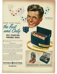 1946 GE General Electric Portable Radio Self-charging Frank Sinatra Print Ad - Picture 1 of 1
