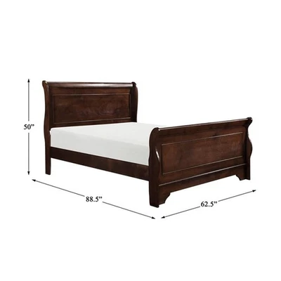 Maklaine Modern Traditional Wood Queen Sleigh Bed in Brown Cherry - Imagem 1 de 4