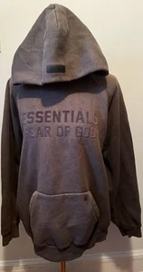 Essentials Fear Of God Green Pullover Distressed Hoodie Size L - Picture 1 of 13