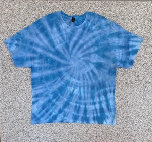 NEW Gilden Men’s Light Blue Purple Spiral Ice Tie Dye Short Sleeve Shirt 2XL - Picture 1 of 7