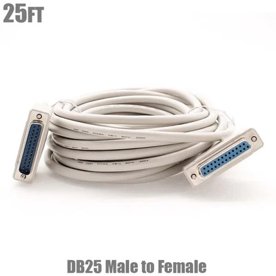 25FT DB25 DB 25 IEEE1284 25-Pin Male to Female M/F Parallel Cable Extension Cord - Image 1 of 3