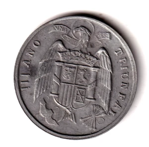 ESPAÑA 10 centimos 1937 Zinc  Burgos III año Triunfal UNA GRANDE LIBRE - Picture 1 of 2