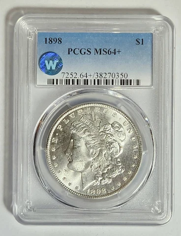 1898 P Morgan Silver Dollar PCGS MS-64+ Sight White Cover