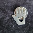 Heart in Hand silver tone logo Lapel Hat Vest Pin support love