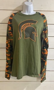 Fanatics Womens Large Spartans Long Sleeve Shirt Camo Orange Green March Madness - Picture 1 of 4