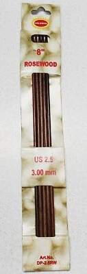 Colonial Rosewood Set of 5 Double Point Size US 2.5 (3.0mm) Knitting Needles 8" - Image 1 of 3