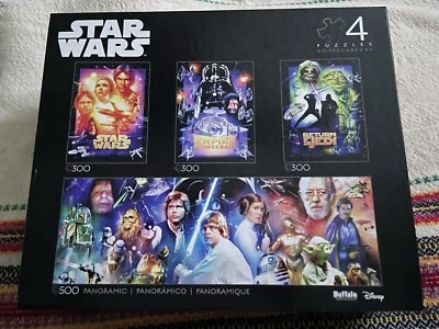 Disney Star Wars 4 Puzzles 3 - 300 Pieces  1 - 500 Panoramic Buffalo Puzzles NEW - Image 1 of 4