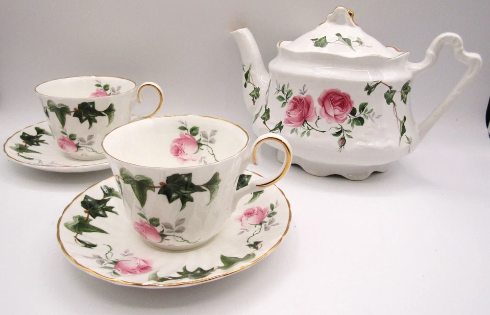 Juego de tetera Arthur Wood and Son Staffford England rosa e hiedra verde. 6426 Foto 1 de 4