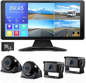 4K 10.36" Wired Touch Screen Backup Camera System - 4 Camera Recording - NIB - Picture 1 of 7