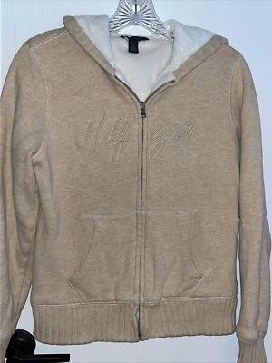 Tommy Hilfiger Womens Sz Small Hoodie Sweatshirt Beige Heathered L/S Faux Fur - Image 1 of 4