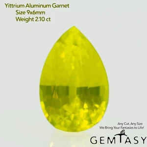 Piedra cortada - Itrio Aluminio Granate Amarillo cultivado en laboratorio, Pera 9x6mm 2.10-2.15ct - Imagen 1 de 4