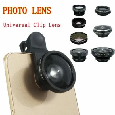 8PCS Universal Clip On Lens Kit Fisheye Wide Angle Macro For Cell Phone iPhone - Image 1 of 4