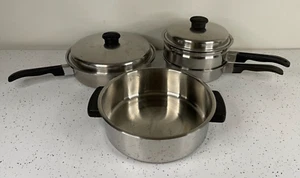 7 pc Vintage Kitchen Craft 18-8 3 ply Stainless Steel Cookware Pan Set Lot - Picture 1 of 18
