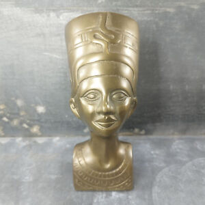 Statuette en laiton d’une reine égyptienne, buste de Néfertiti, XXème