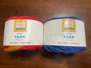 Hand Made Yarn WORSTED striped yarn cakes 180yd / 165m / 3.5oz / 100g - Picture 1 of 8