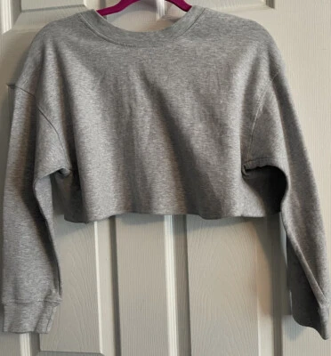 ZARA Mujer’s Colección Básica Sudadera Recortada Camisa Top Pullover Gris M Foto 1 de 4
