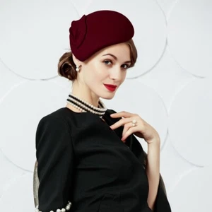 Cappello affascinante berretto donna lana feltro fiore berretto berretto a strappo cocktail A574 - Foto 1 di 48