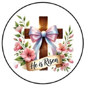 HE IS RISEN EASTER CROSS ENVELOPE SEALS LABELS STICKERS PARTY FAVORS - Picture 1 of 2