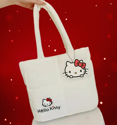 Bolso de Mano Sanrio Hello Kitty Puffer Auténtico Damas Invierno Hinchado Bolso de Hombro Foto 1 de 4